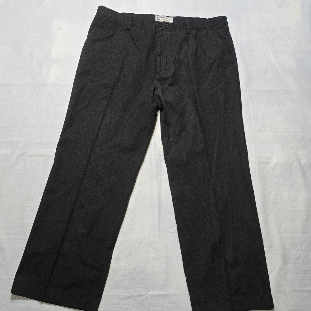 Old Navy Mens Loose Khakis Charcoal Grey Herringbone Pants 42x32 Straight Leg